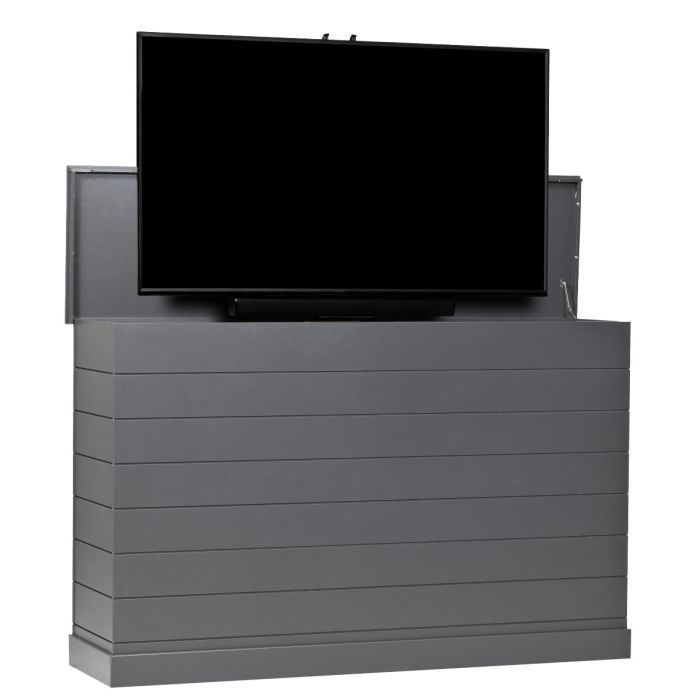 Outdoor Large Shiplap TV Lift Cabinet In Charcoal Finish