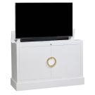 Color Sample: Clubside In White Finish With Brass Hardware TV Lift Cabinet