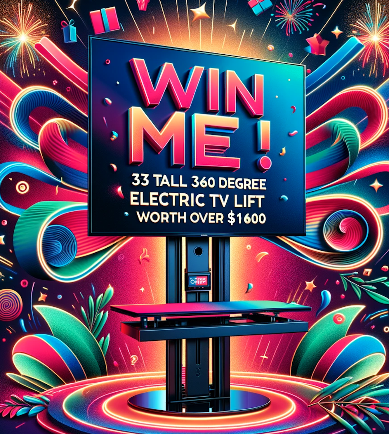&#x1f4fa; Win a 33&quot; Tall 360 Degree Electric Swivel TV Lift worth over $1600! &#x1f389;