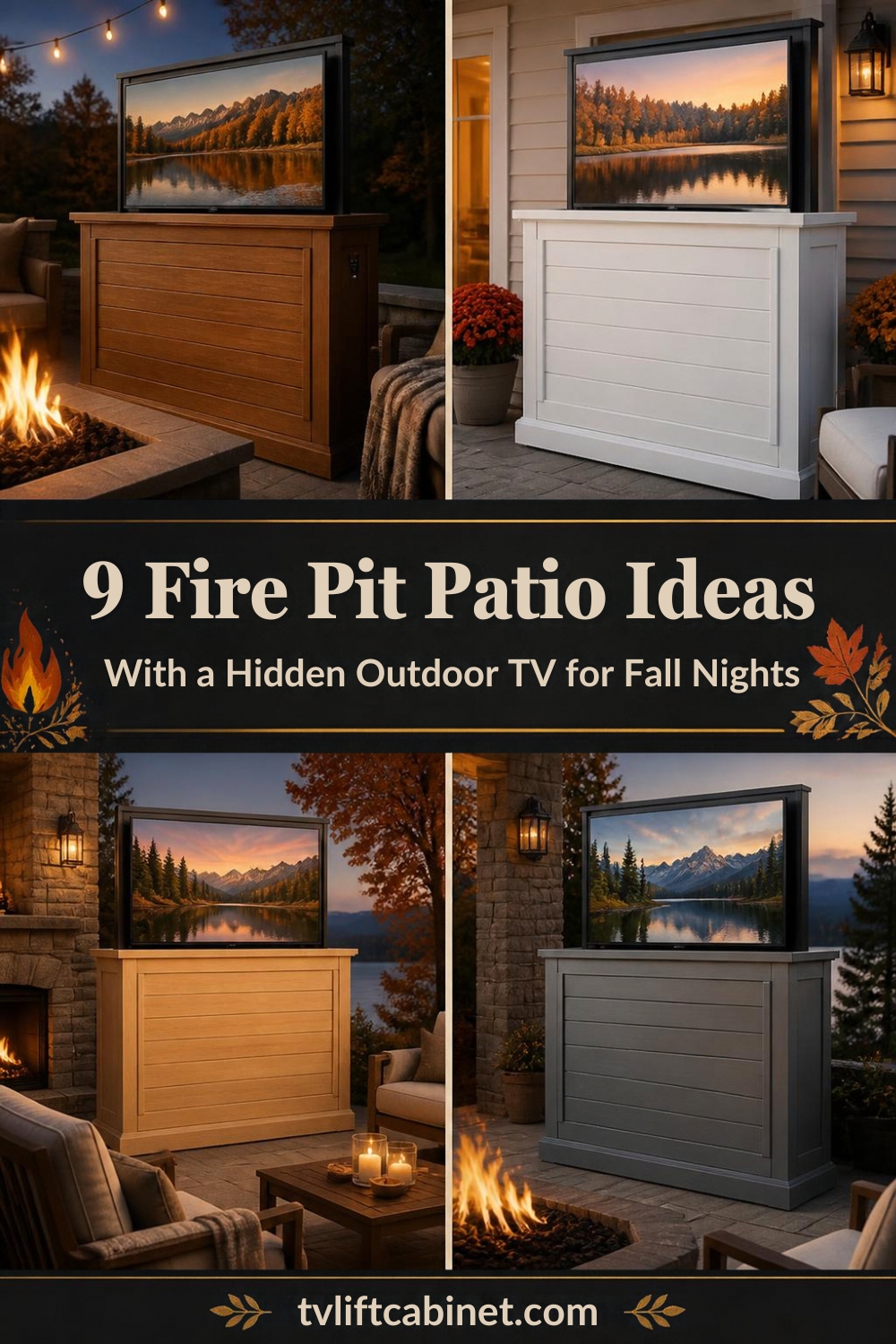 9 Fire Pit Patio Ideas With a Hidden Outdoor TV for Fall Nights