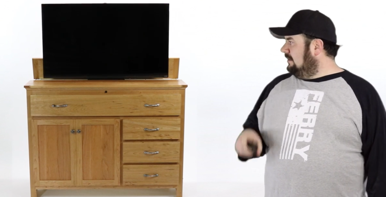 A Cherry TV Lift Cabinet With a Secret Compartment (Nick Ferry Build)