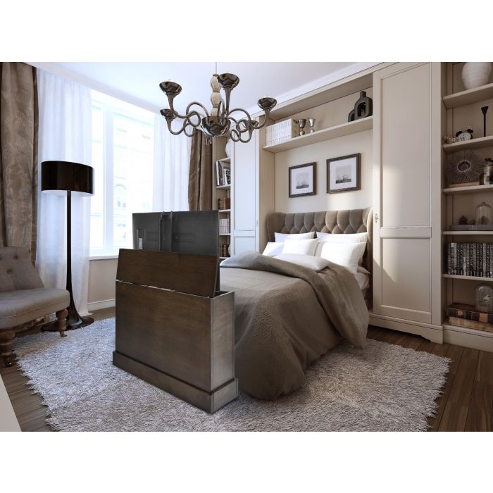 Discover Elegance with the Petite in Rich Brown Finish TV Lift Cabinet