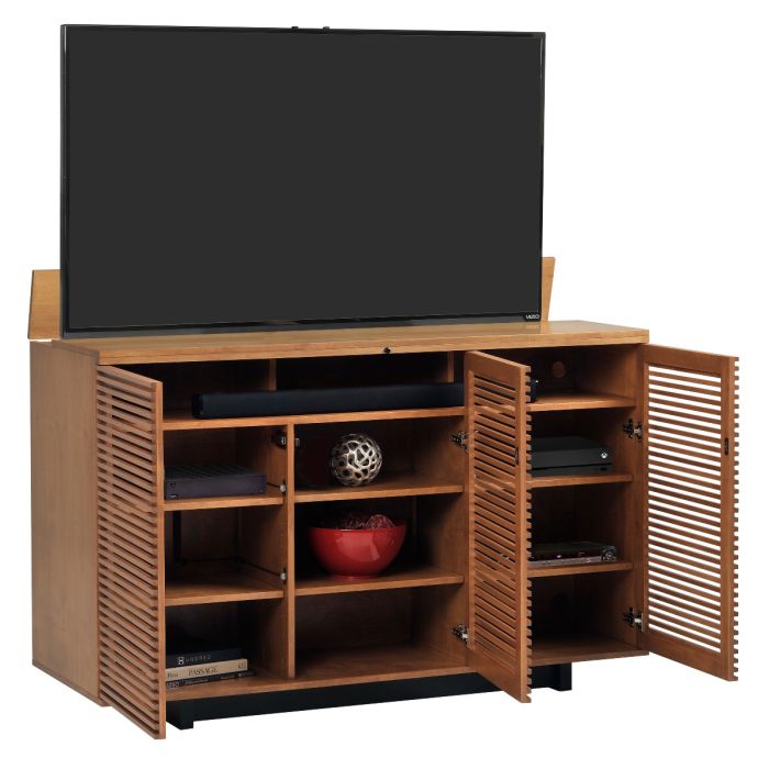 Linear Honeycomb TV Lift Cabinet: Modern Design with Functional Elegance