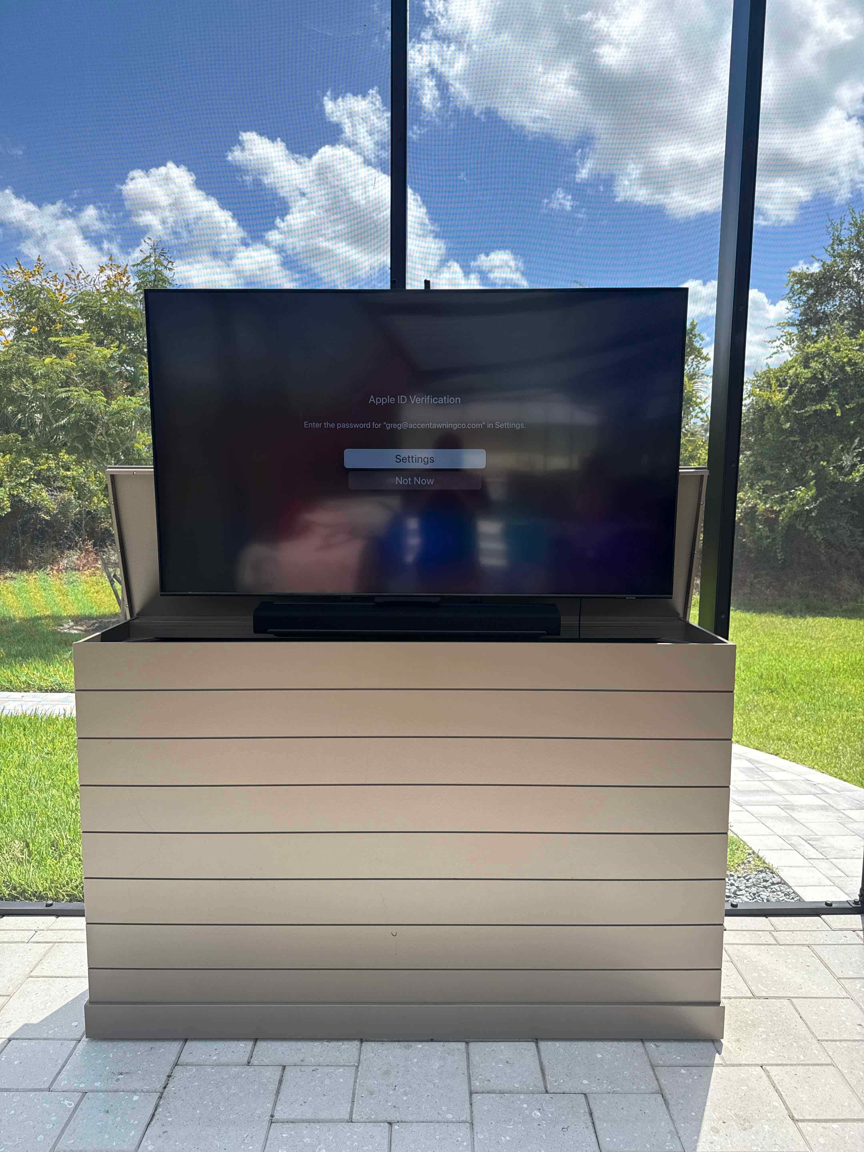 Outdoor Shiplap TV Lift Cabinet, Charcoal Finish from