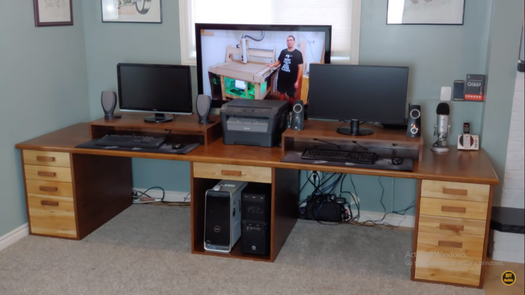 Awesome home office upgrade with a TV lift mechanism